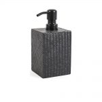 Lacquer-resin with woven bamboo pattern engraved in matt black